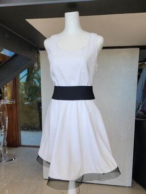Nicole Miller White Sleeveless Mini Dress - Shown Here With Separate Belt